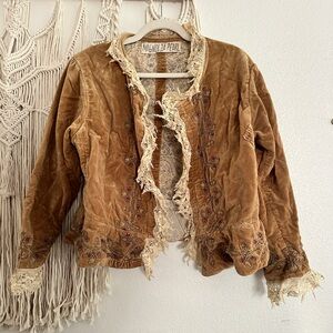 Magnolia Pearl Fall Jacket w/ Paisley Lining Lace Edging O/S Gently Worn 2/3x